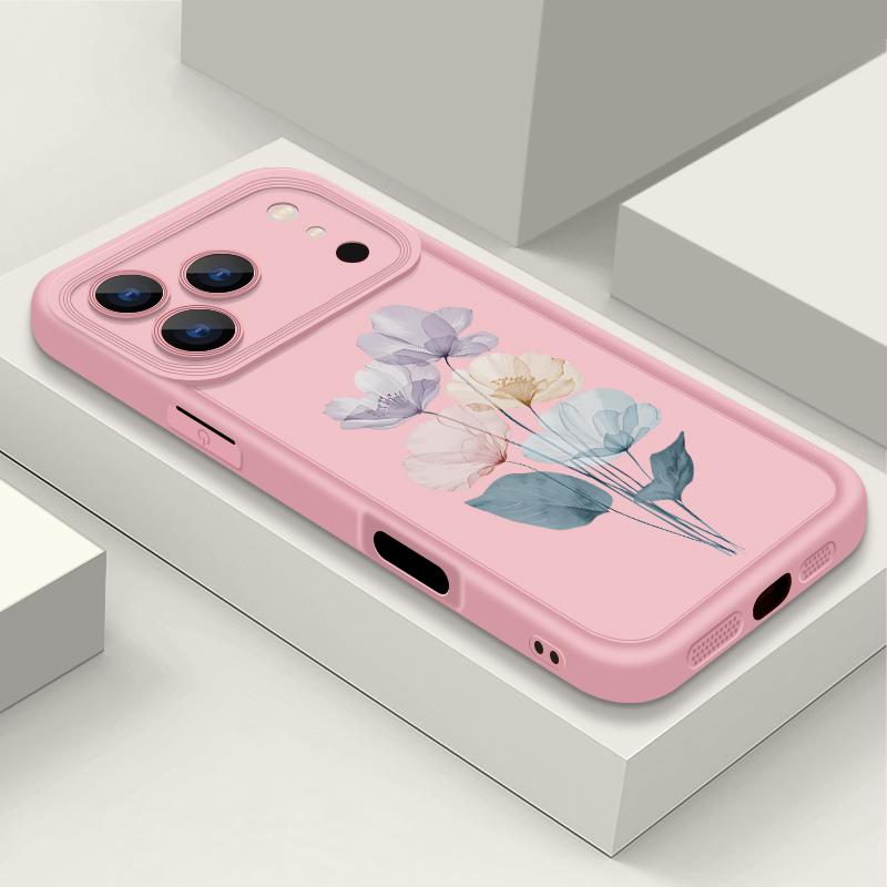Shockproof Phone Case For iPhone 17 Pro Max Case iPhone 16 15 14 13 Pro Max 11 17e 16e White Flowers Print Soft Silicone Bumper Cover