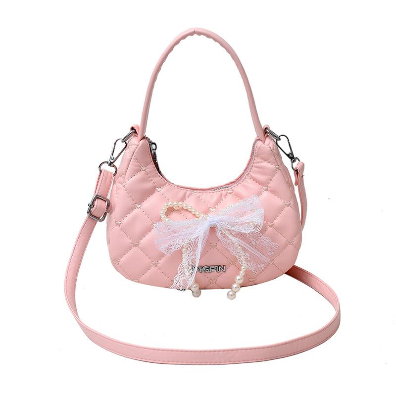 New Bow Shoulder Bag Large Capacity Oblique Span Bag Fashionable Versatile Women's Bag Trendy Casual Tote Bag