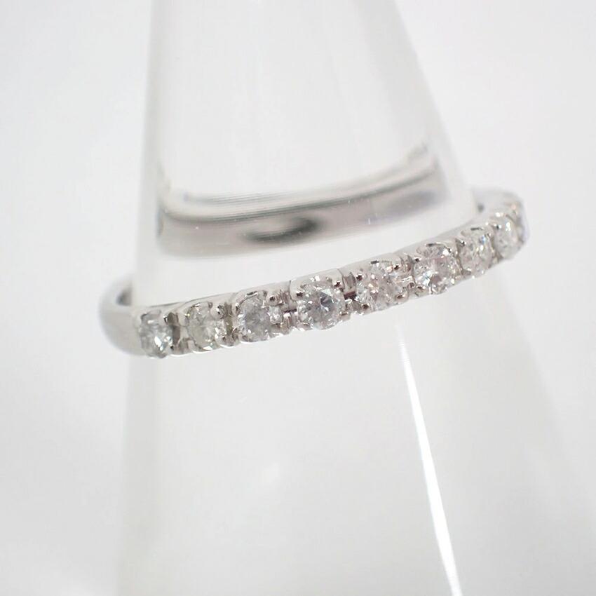 [Used] Pt900 Diamond Half Eternity Ring / Size 8 / j54-8