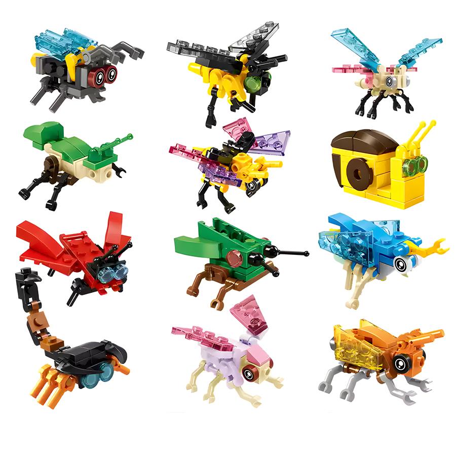 MOC Marine Insect Bird Building Block Set Animal Model Small Particle Puzzle Bricks for Kids