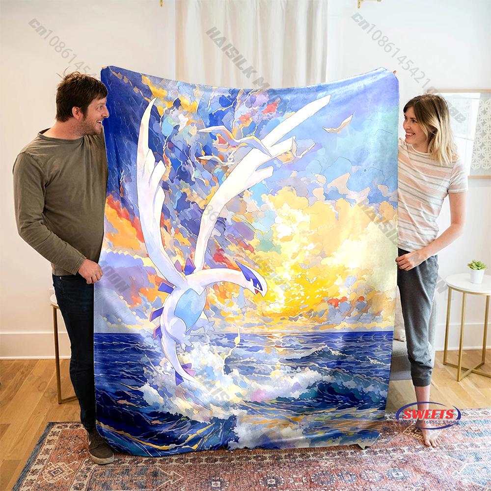 

Free Shipping! HD Pokemon Lugia Print Blanket Warm Soft Comfortable Home Travel Blanket Sofa Bedding Cover Blanket Gift for Kids 75x90cm(30x35in)