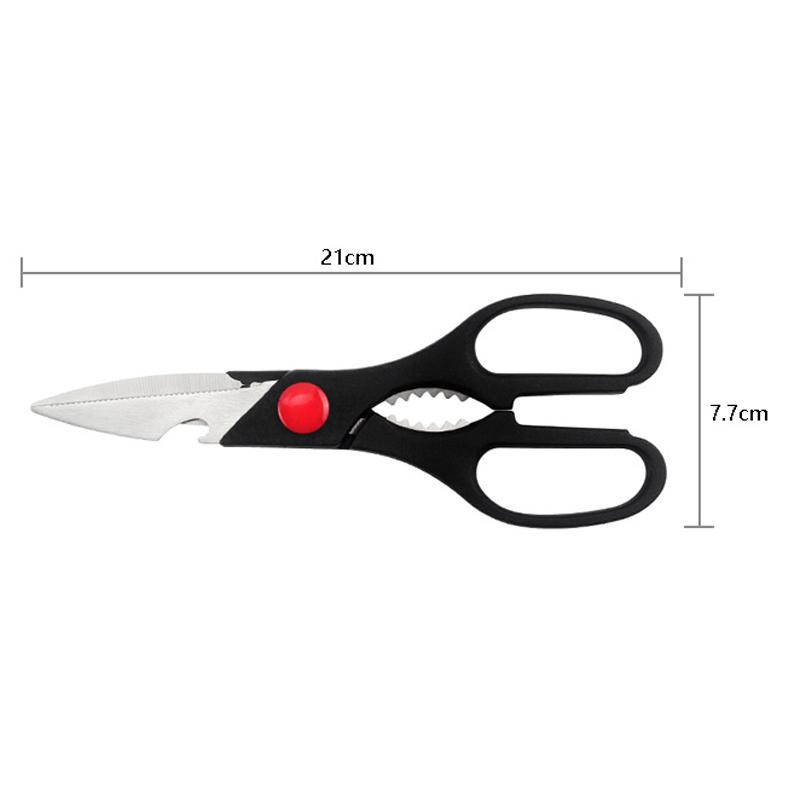 Functional Stainless Steel PP Handle Chicken Bone Fish Kitchen Scissors With Walnut Clip Bottle Opener Multi-purpose Hand Tool
