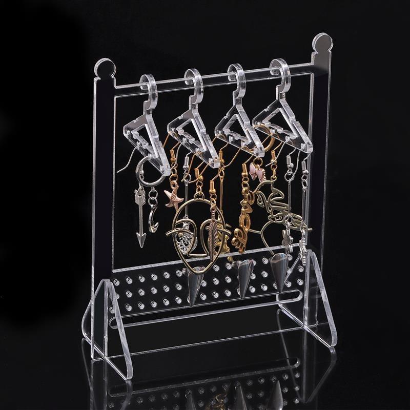 Jewelry Organizer Stand Acrylic Mini Coat Hanger Rack Earring Display Stand Jewelry Show Case Earring Hook for Girls