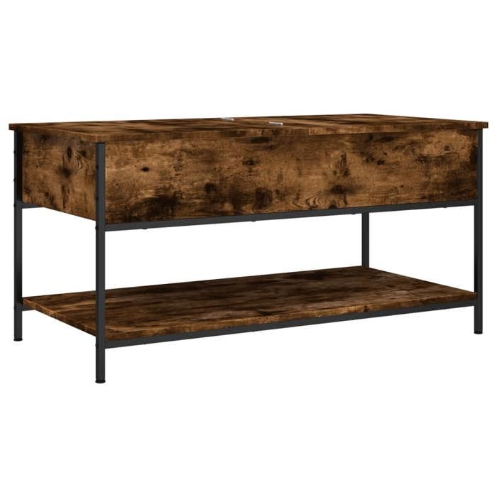 VidaXL Coffee Table, End Table with Adjustable Feet, Side Table with Storage Living Room Interior, Modern, Smoked Oak 845348