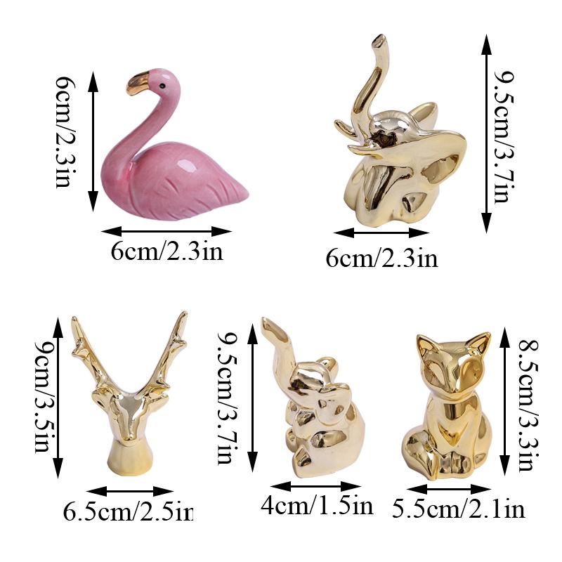 Ceramic Landscape Figurines Cute White Elephant Fox Tabletop Ornaments