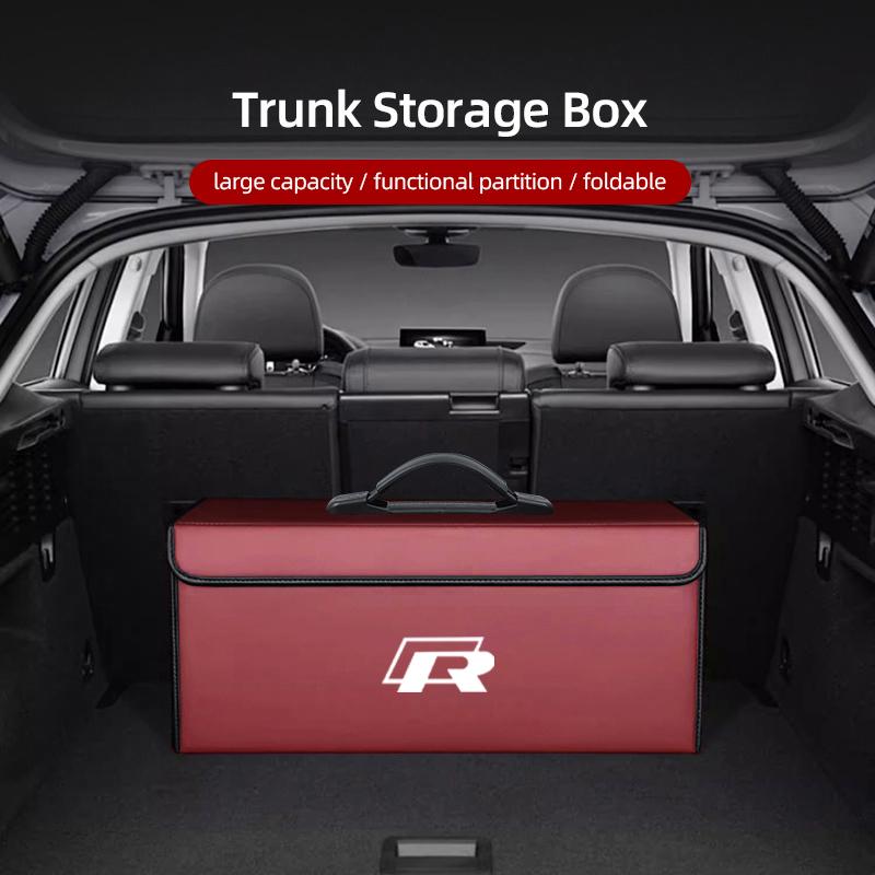 Lijk1 Car Trunk Leather Storage Box Auto Interior Organizer Accessories For VW GTI Polo Golf Passat Tiguan Arteon Touareg Taigo Caddy