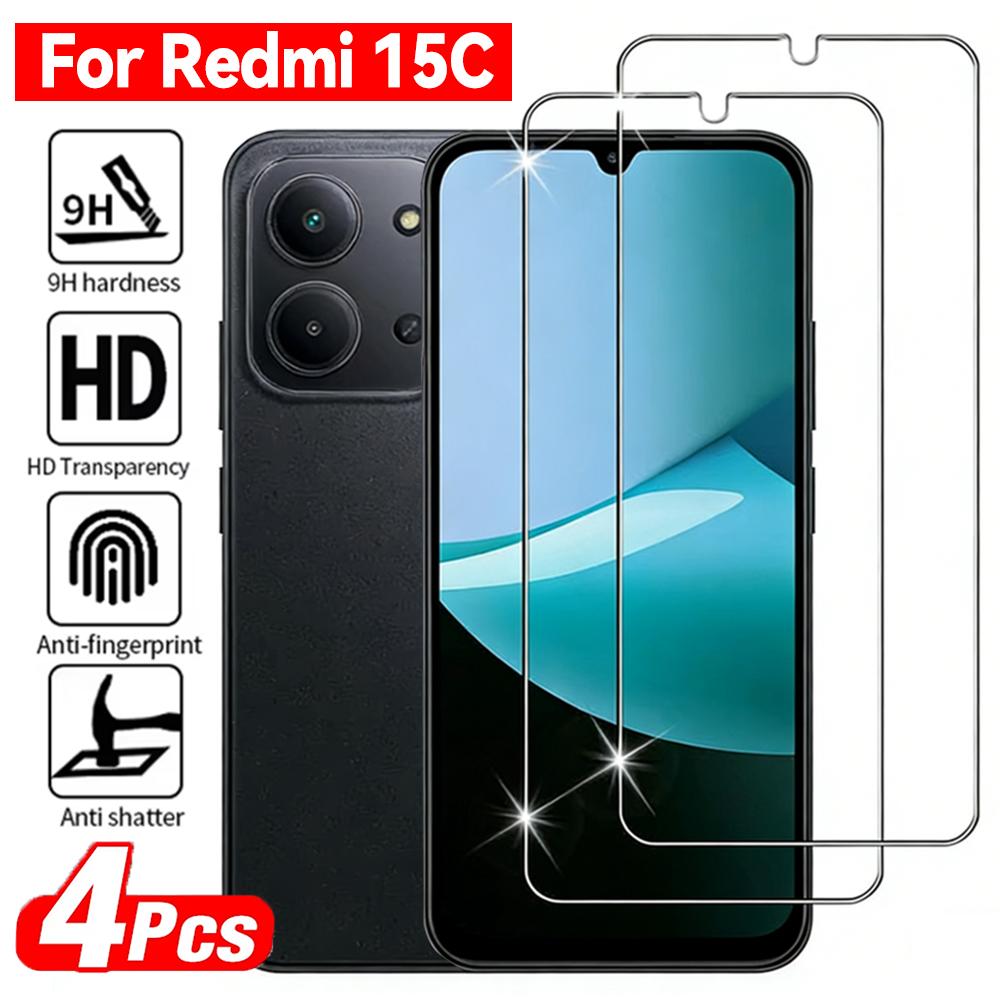 1-4pcs Ultra HD Tempered Glass for Redmi 15C Screen Protector Full Cover 9H Anti-scratch Protective Films for Xiaomi Redmi 15C