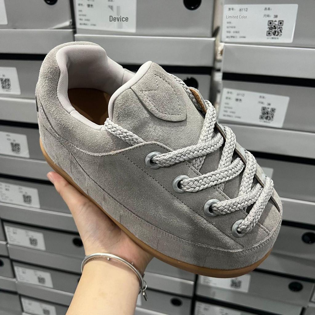 Wang Jiaer-Inspired Women's 2025 Autumn Leather Sneakers: Thick-Sole, Height-Boosting Casual Sports Shoes