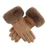 Plaid  Gloves Suede Women Cycling Mittens Retro Winter Fleece-lined Gloves  Driving