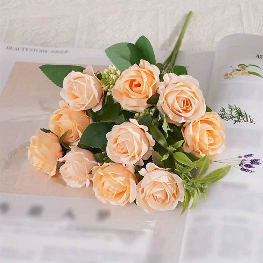 1BUNCH/10 Head Romantic Artificial Roses, Fragrant Concubine Bouquet Wedding DIY Party Home Decoration