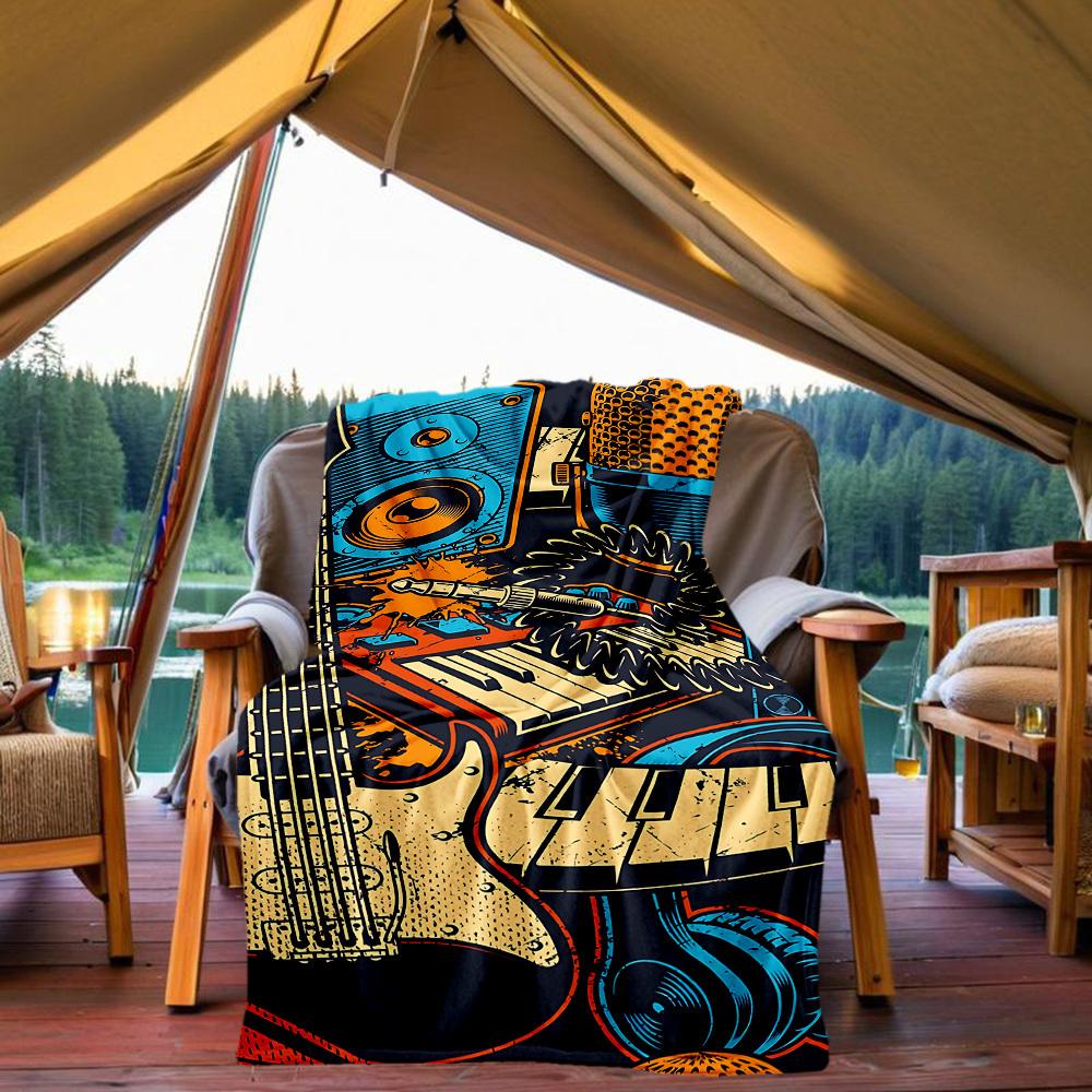 1PC Music Studio Outdoor Blanket Lightweight Flannel, Soft & Warm, All-Season Use for Sofa, Outdoor, Camping, Living Room, Office48