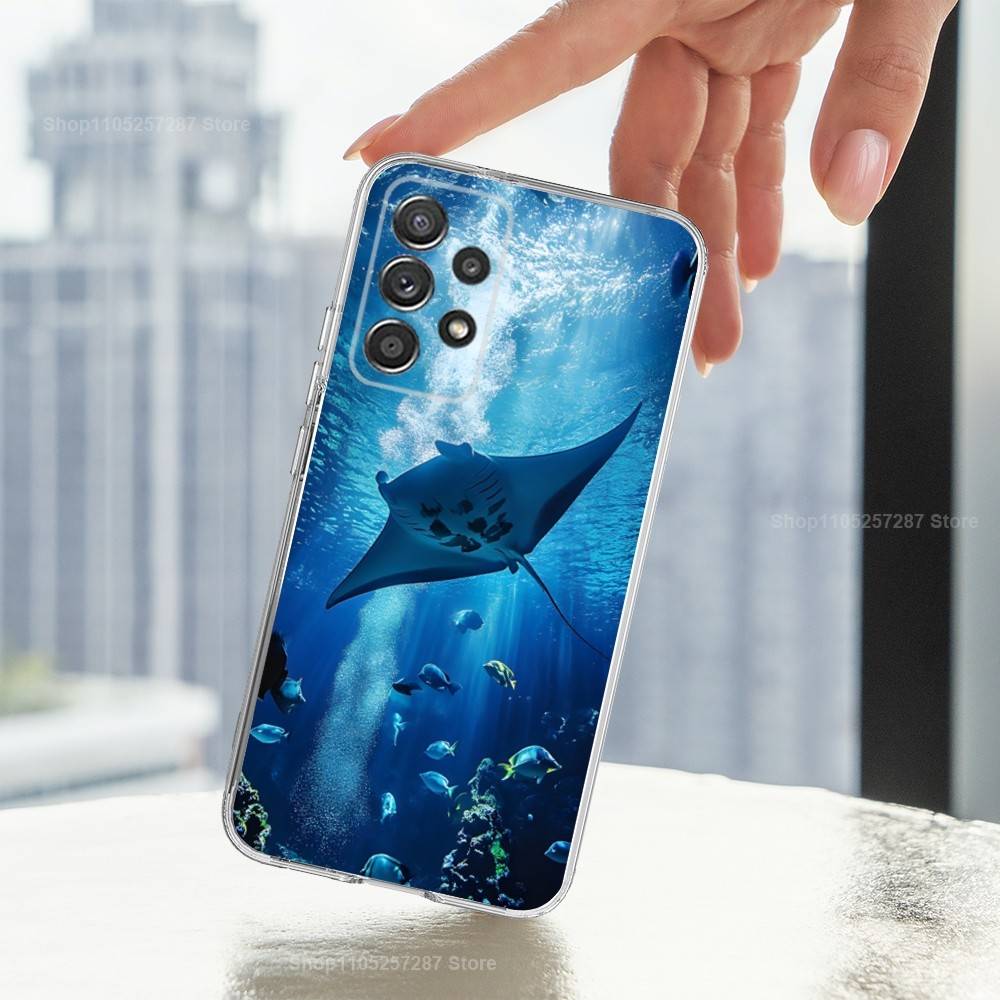 

Manta Ray Ocean Animal Phone Case For Samsung Ultra,FE,A30,71,51,S9,10,20,23,21,PIus,Lite, S22,Transparent, Silicone SamsungNote20Ultra