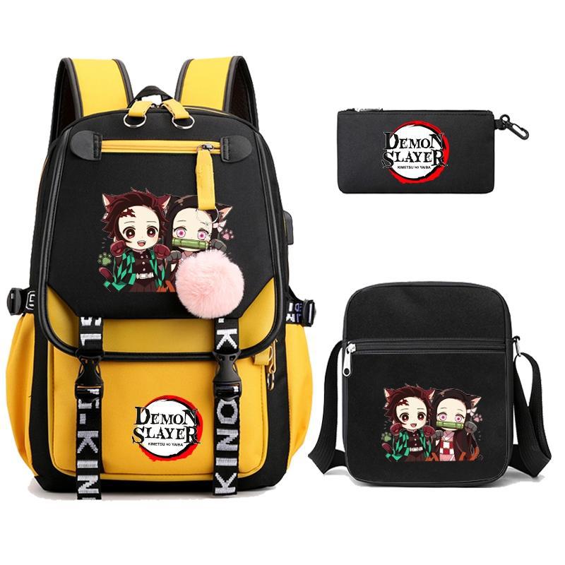 Hot-selling Ghost Extinguishing Peripheral Animation Backpack Campus Trend Primary and Secondary School Students Schoolbag Pencil Bag Shoulder Bag