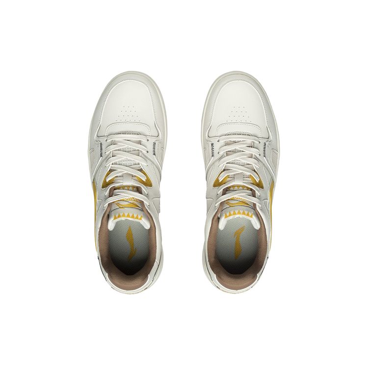 Li Ning Trendige Lässige Rutschfeste Abriebfeste Low-Top Skateschuhe Herren Sneaker Weiß Gelb AGCR317-4