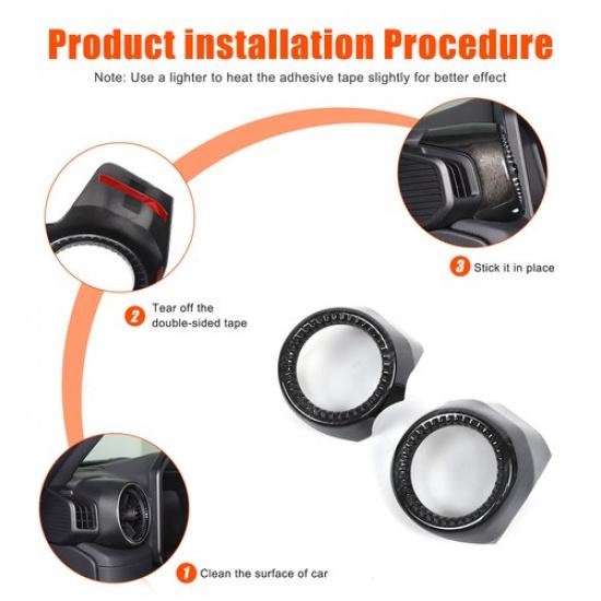 Black Grain Interior Dashboard Side Vent Trim For Toyota Land Cruiser LC250 24+