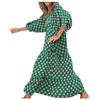 Women Floral Print Bohemian Long Dress Loose V-Neck Fashion Summer Beach Dress