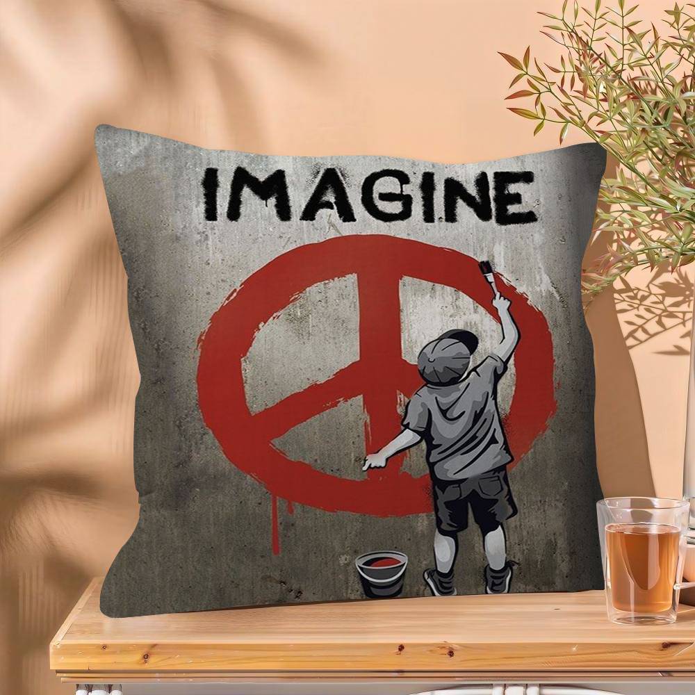 

Banksy Street Graffiti Cushion Cover Inches Farmhouse Decor Home Throw Pillow Covers for Couch Decorations 30x30 cm