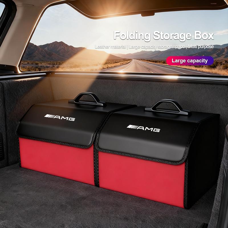 Car Leather Storage Box Auto Trunk Organizer Bag Accessories For Mercedes Benz AMG GLC W203 W206 W220 W205 W211 W212 W201 W210