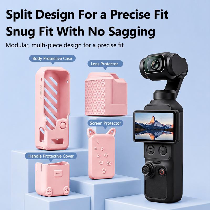 soonpho Silikonhülle für DJI Osmo Pocket 4 Kameraobjektiv Bildschirm Staubdichte Schutzabdeckung für POCKET4 Kratzfeste Weiche Hülle Zubehör