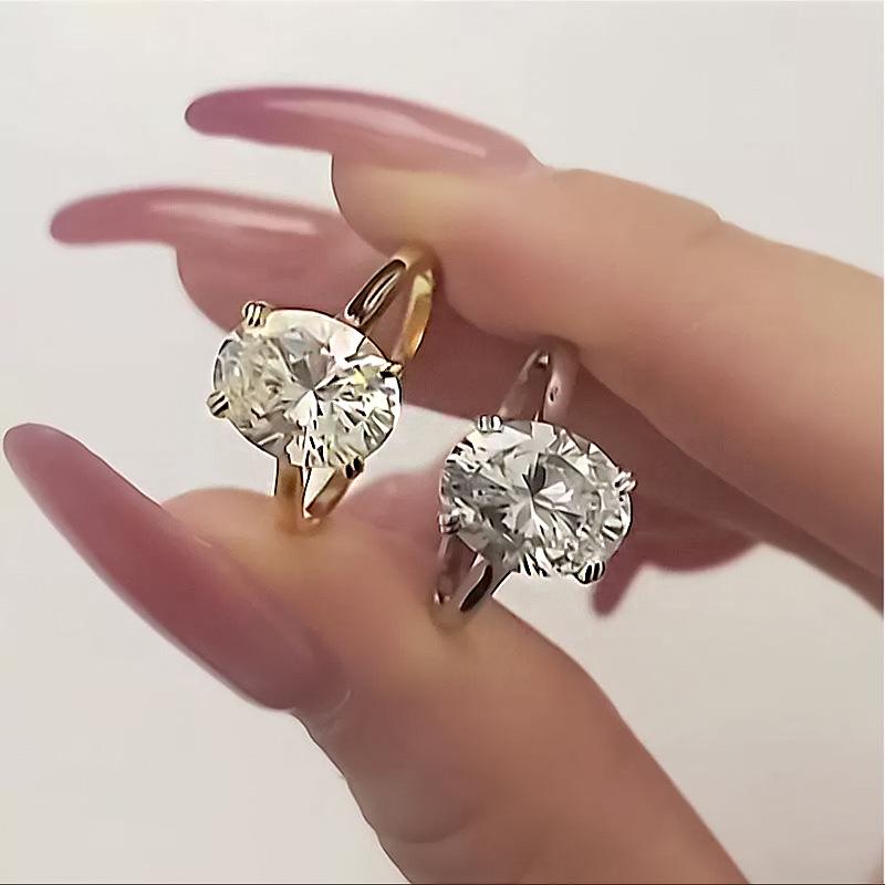 Hui Zhi Yi Jewelry New European & American S925 Silver 4 Carat Pigeon Egg 8x10mm Ring