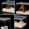 POPETPOP Reptile Case, Transparent Reptile Cage, Breeding Container for Small Animals, Turtles, and Amphibians, 25x15x15cm