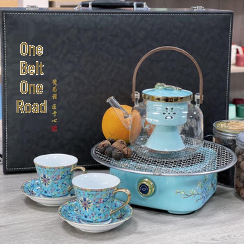 Joyful Plum Blossom Electric Ceramic Tea Set
