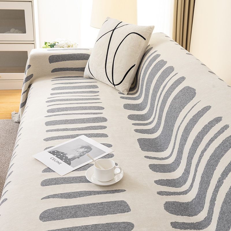 Thicken Chenille Blanket Classic Black Stripe Sofa Blanket Summer Couch Non Slip Blanket Office Nap Shawl Cushion Sofa Covers