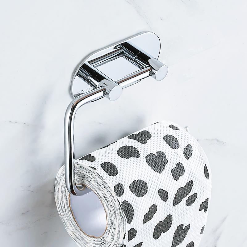 Stainless Steel Self Adhesive Toilet Paper Holder No Drilll Wc Wall Tissue Storage Bathroom Accessories Organization