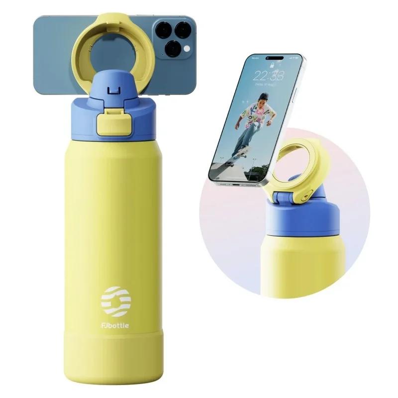 710/950ml Thermos Bottle Stainless Steel Sports Water Bottle with Magnetic Phone Holder Insulation Cup Sports Fitness Drinkware