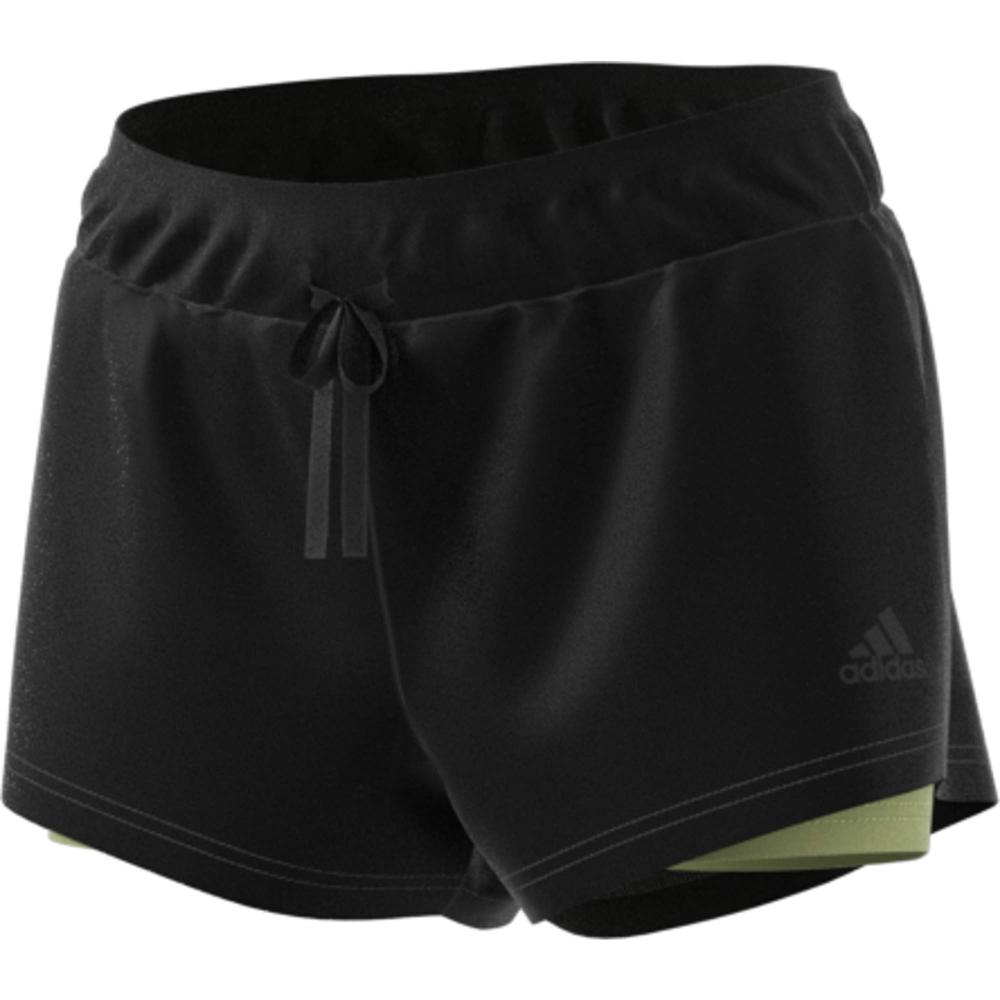 Adidas W 2 In 1 Comfortable Lace-Up Faux Two-Piece Sports Shorts Women Shorts Black Matamata FI6714