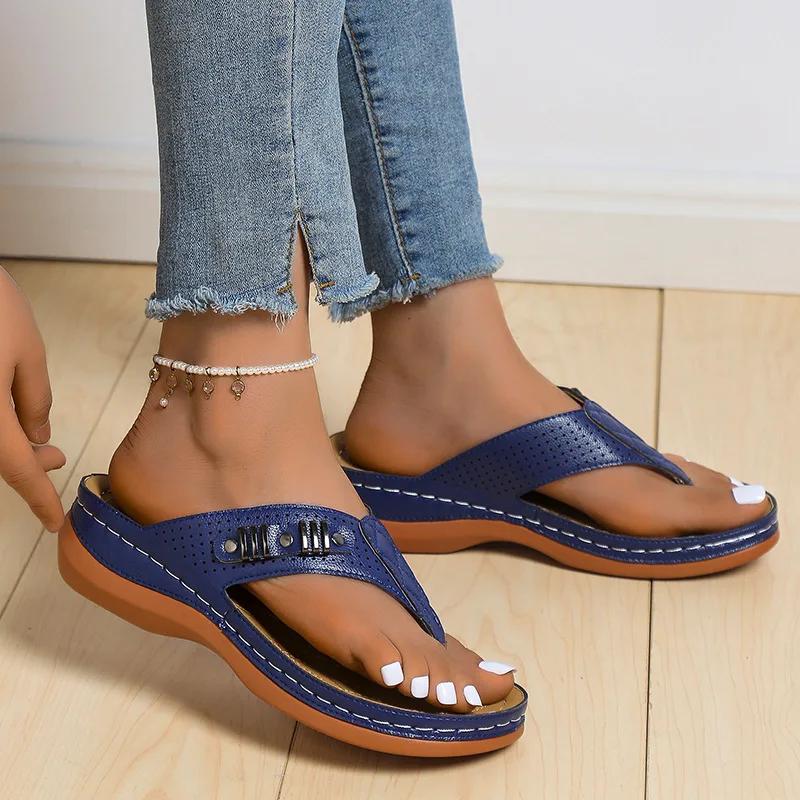 Fashion 2024 New Summer Slipper Non-Slip Cool Flip Flops Comfy Orthopedic Sandals Beach Slippers Peep Toe Sandalias for Woman Slides