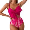 European and American Split Swimsuit Women's Solid Color Printing Bikini Swimsuit