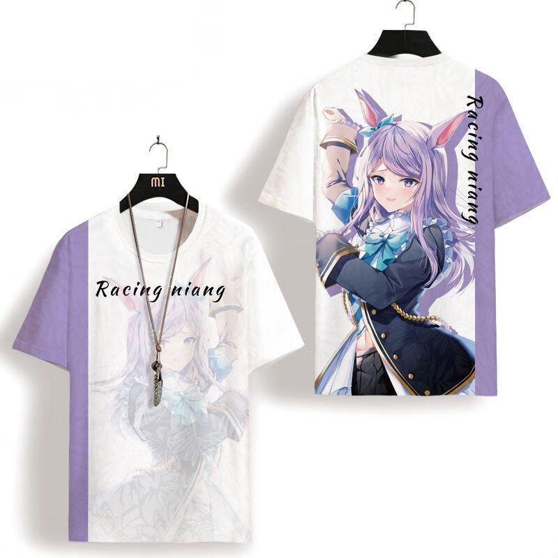 Umamusume Rice Shower Japońska Gra Cosplay Koszulka Popularna z Nadrukiem 3D Koszulka Letnia Męska Damska Harajuku Krótki Rękaw Topy Cosplay