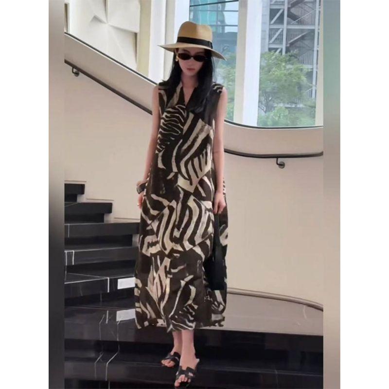 

Plus-Size Women s Spring and Summer New Dress, Casual and Versatile, Elegant Long Dress for Work, Stylish Sleeveless Dress Brown L