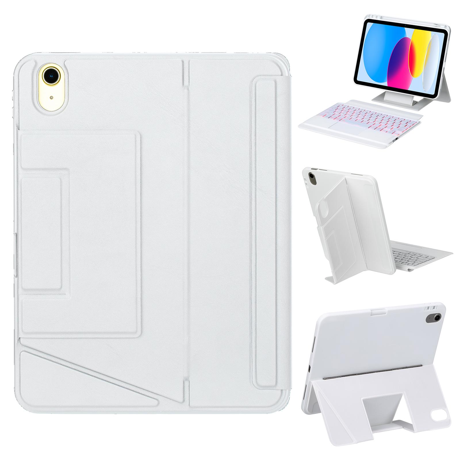 

HY-10B For iPad (2025)/10.9 (2022) Leather Case Detachable Backlit Bluetooth-Compatible Keyboard with Floating Stand White