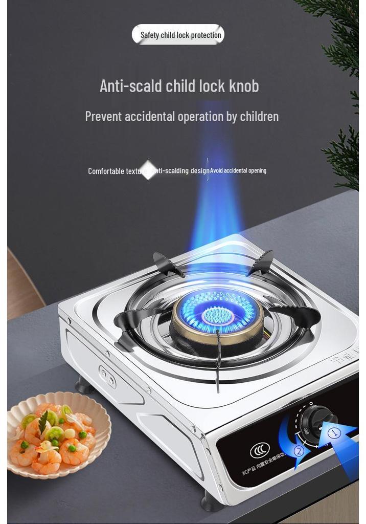 High-Power Single-Burner Gas Stove with Flameout Protection for LPG and Natural Gas