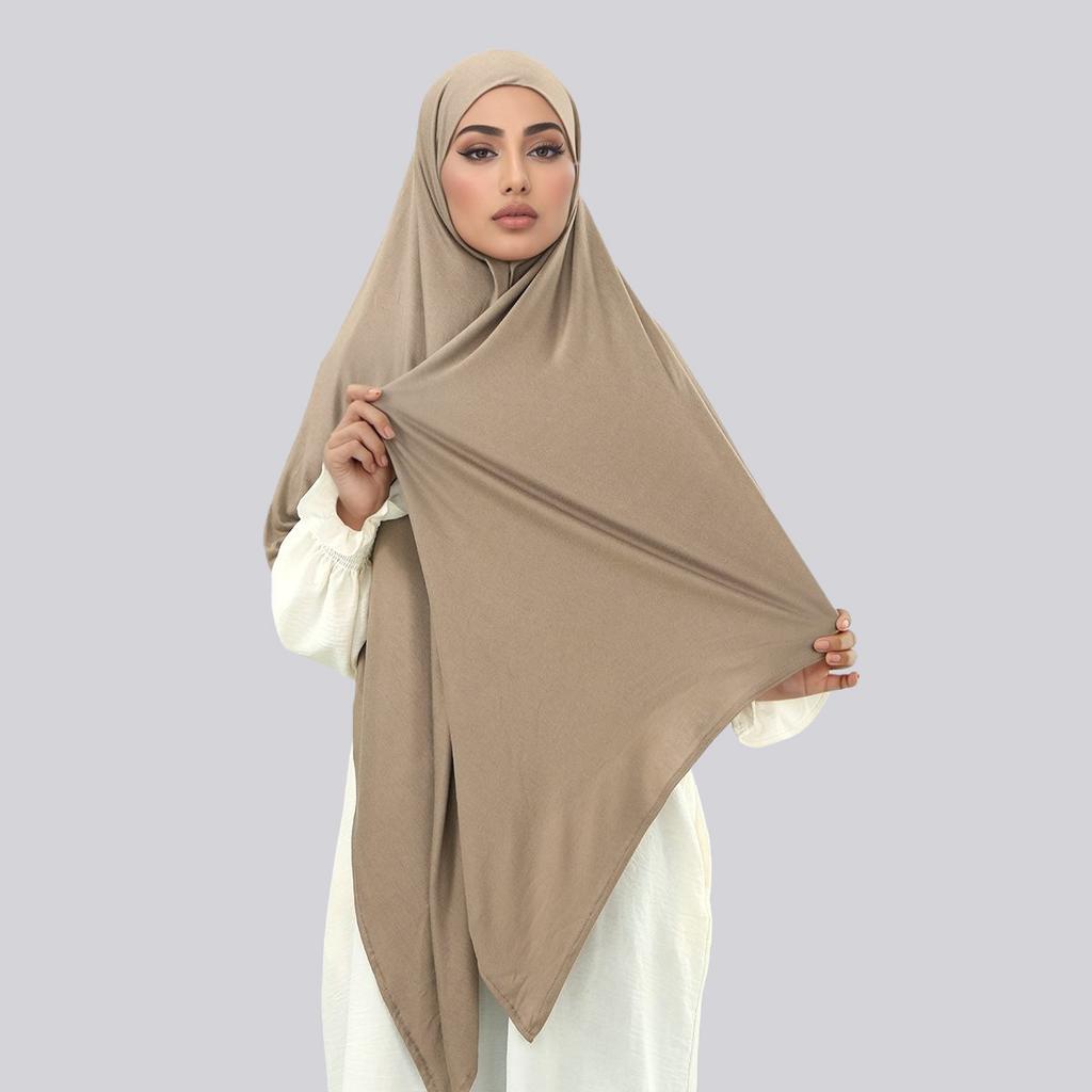 Hijab Quadrato Musulmano in Cotone 145*145cm Sciarpa Lunga in Jersey Turban Morbido Uniforme Fasce per la Testa per Donne Fascia per la Testa a Turbante Islamico