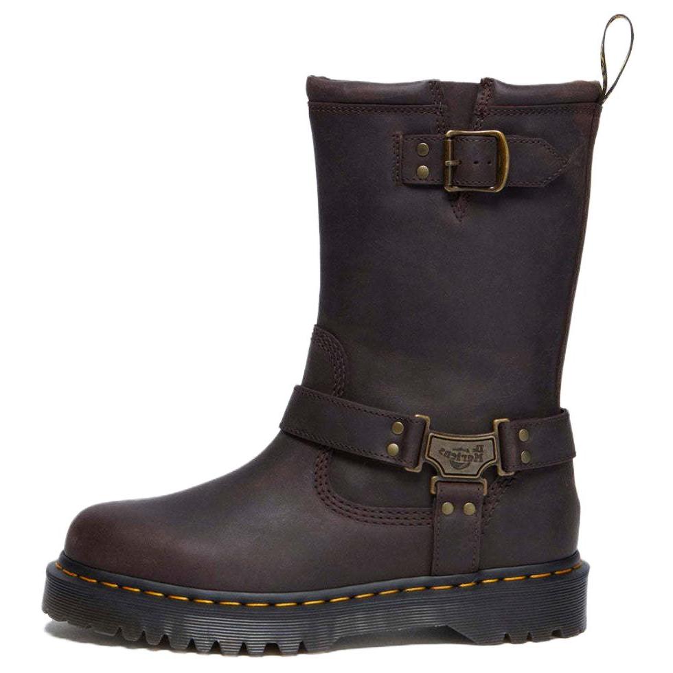 Dr. Martens Anistone High Leather Biker Boot Dark Brown Unisex Sneakers 31901201