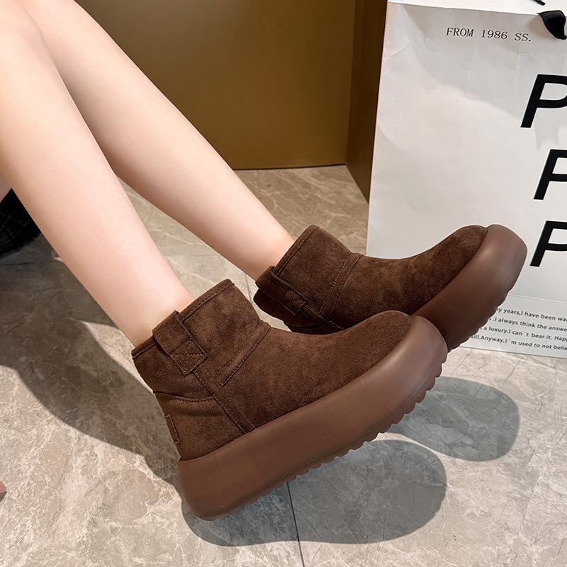 Women's fashion lightweight soft sole winter warm fur one snow boots padded lining non-slip casual sports cotton boots