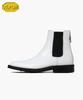 Firenze Atelier [Vibram] Minimal Square Toe Standard Rubber Sole Chelsea Boots 9410 [Cream White]
