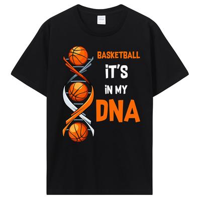 Basketball Es liegt in meiner DNA Lustiges Spieler Mannschaftssport T-Shirt Hip Hop T-Shirts Tops Tees Für Männer Figurbetont Baumwolle Sommer T-Shirt