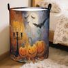 1pc Laundry Basket, Halloween-themed Dirty Laundry Basket with Durable Black Handle - Scary Bat and Jack-o'-Lantern Design for All Seasons, Easy-to-Cl