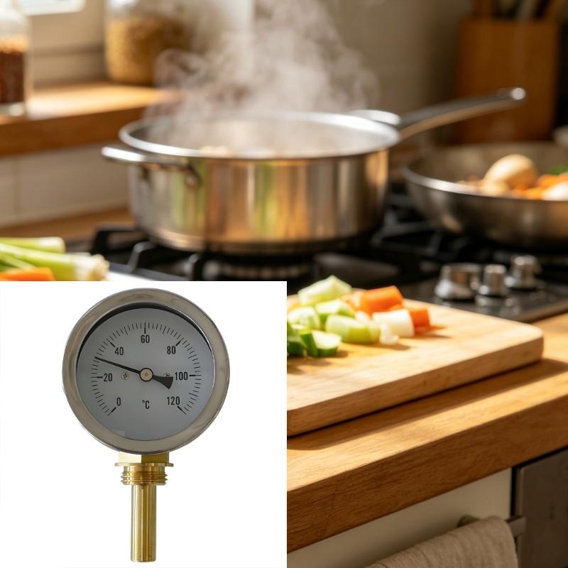 Mechanical Water Temperature Meter with 63 mm Face, Bottom Mount Stem and Thread Fitting for Equipment Follow Up and Service Work Daily