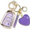 Compatible with Cadillac Key Fob Cover with Heart Keychain for Women, Compatible with 2015- Cadillac Escalade ESV ATS CTS STS SRX XT5 CT6 Smart