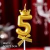 1Pc Gold/Silver Crown Bowknot Number Candle - Birthday Valentine's Day Cake Party Decor