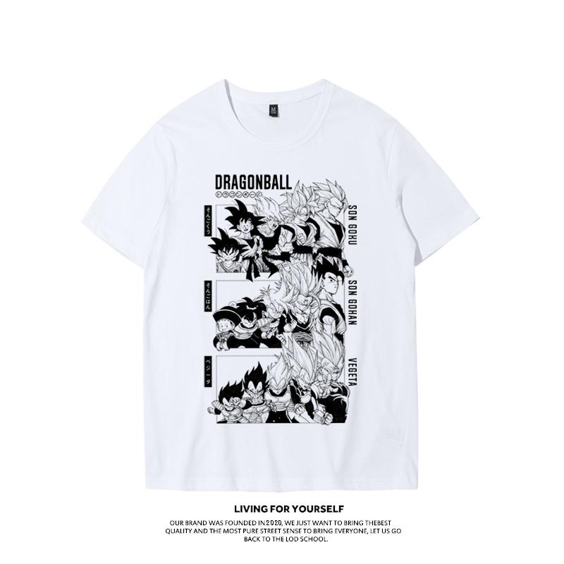 Dragon Ball Pochodne Animacji Goku Vegeta Buu Frieza Nadruk Krótki Rękaw Koszulka Męska i Damska Moda Luźny Bawełniany Top