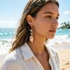 Summer Conch Crushed Stone Beads Drop Earrings For Women Men Imitation Pearl Starfish Butterfly Shell Tassel Earrings Zircon
