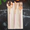 24Pcs/Pack Rose Gold Knives Forks Spoons Set Tableware Colorful Gilt Plastic Food Grade Disposable For Birthday Party Cake Fruit Desserts Dinner