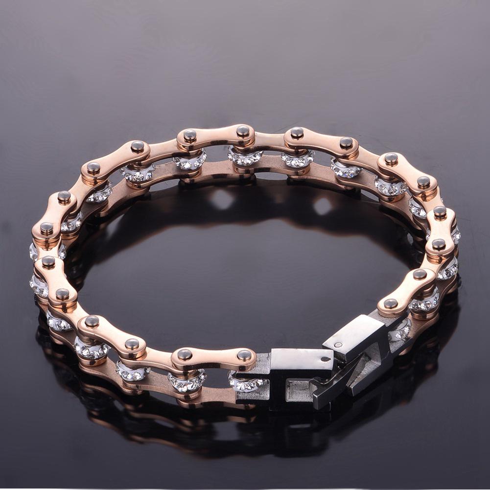 Stainless Steel Bike Chain Bracelet: Custom Colors for Couples & Bikers