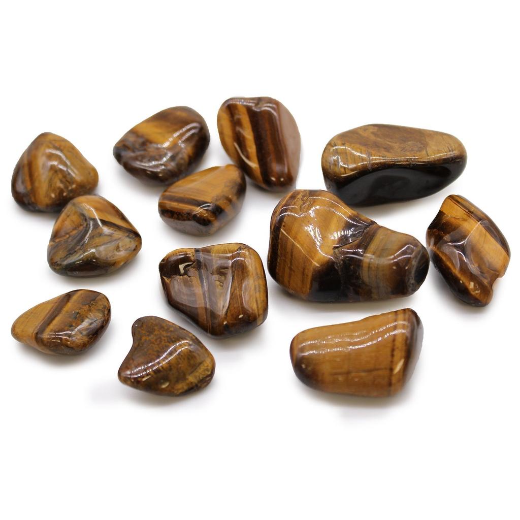 Tigers Eye Tumbled Stones, Golden 12 Pieces